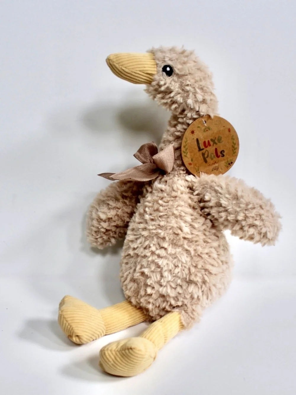 Linzy Toys Luxe Pals Brown Goose Plush Stuffed Animal with Brown Bow 12